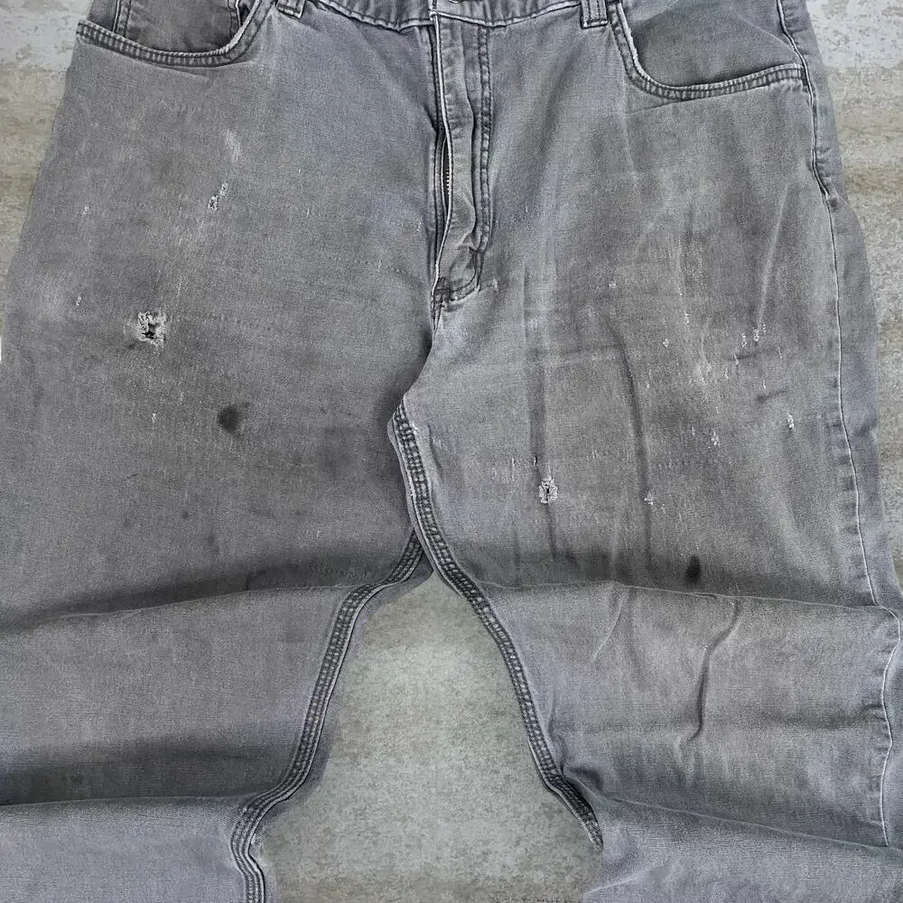 Vintage Y2K Carhartt Carpenter Pants 36x36 Relaxed Fit Grey Cotton Canvas
